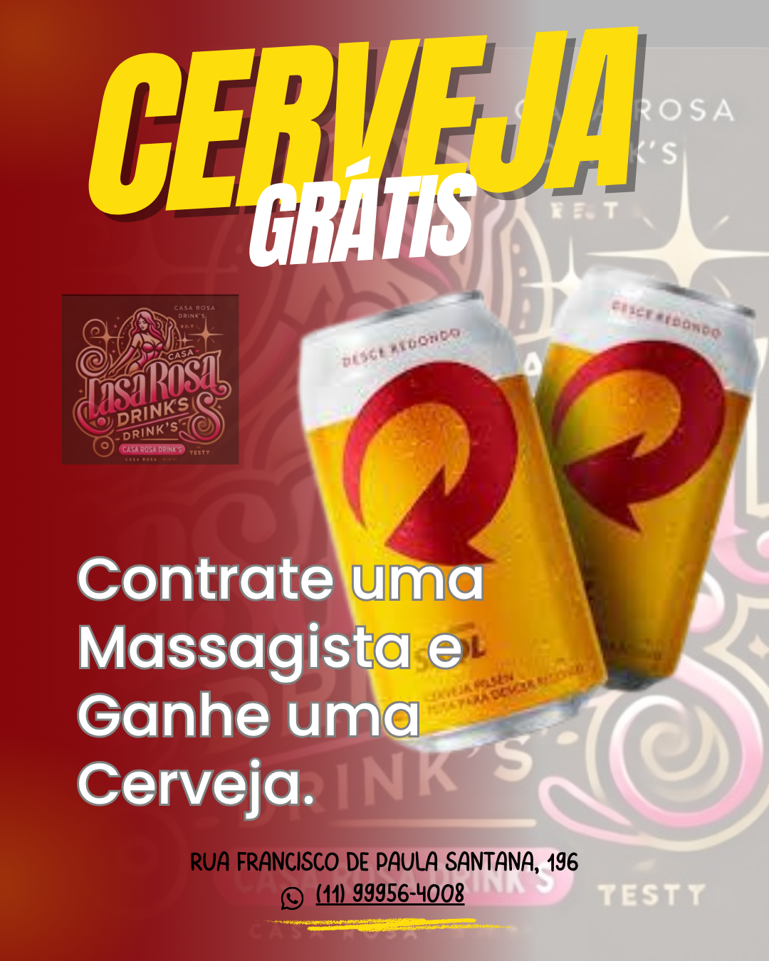 Promoção Massagem e Cerveja
